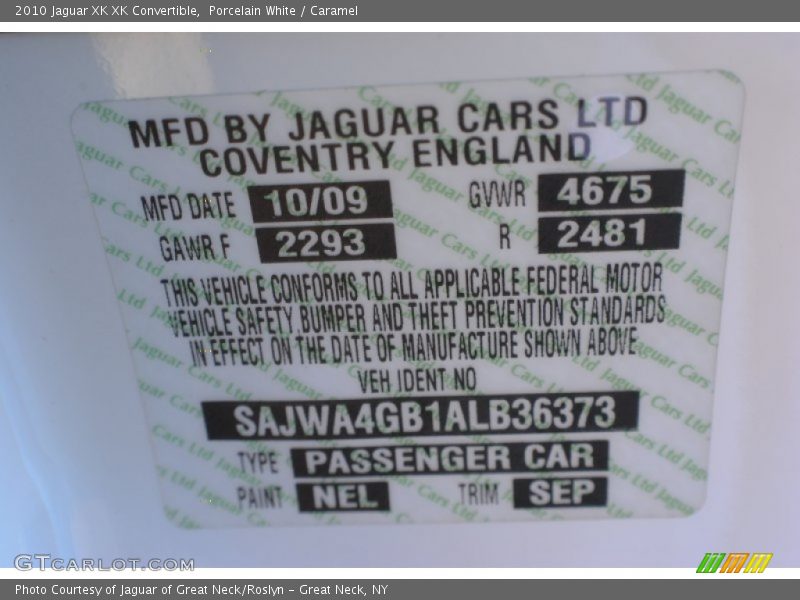 Porcelain White / Caramel 2010 Jaguar XK XK Convertible