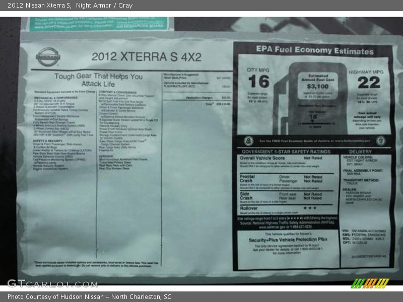  2012 Xterra S Window Sticker