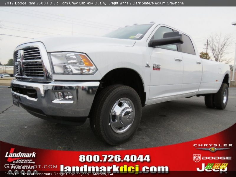 Bright White / Dark Slate/Medium Graystone 2012 Dodge Ram 3500 HD Big Horn Crew Cab 4x4 Dually
