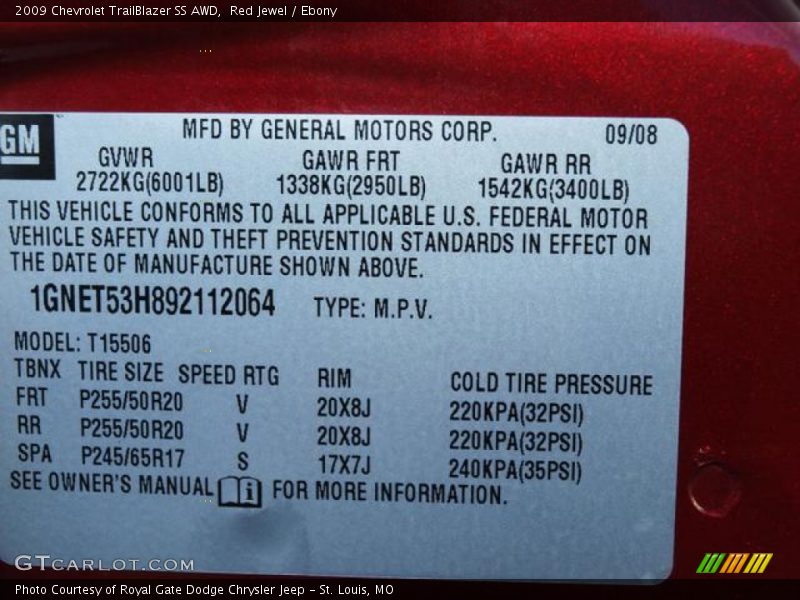 Red Jewel / Ebony 2009 Chevrolet TrailBlazer SS AWD