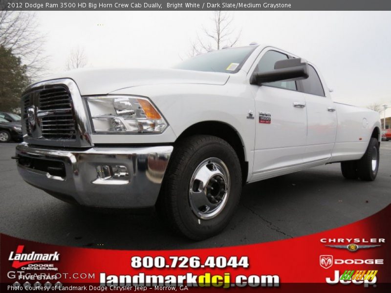 Bright White / Dark Slate/Medium Graystone 2012 Dodge Ram 3500 HD Big Horn Crew Cab Dually