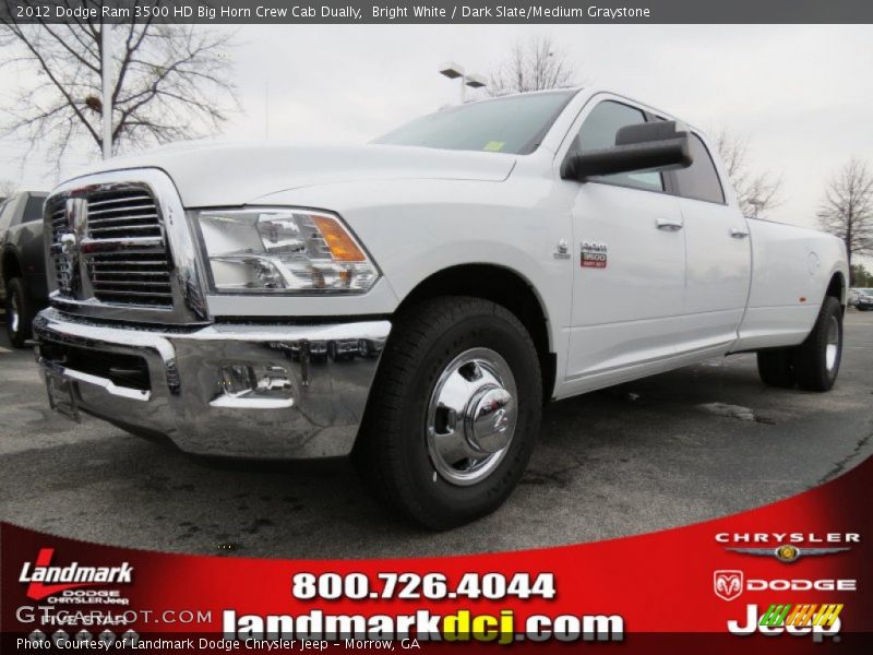 Bright White / Dark Slate/Medium Graystone 2012 Dodge Ram 3500 HD Big Horn Crew Cab Dually