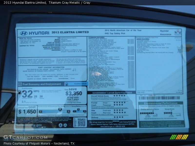 Titanium Gray Metallic / Gray 2013 Hyundai Elantra Limited