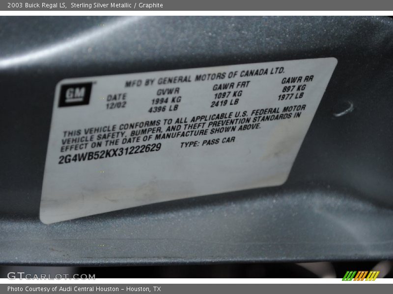 Sterling Silver Metallic / Graphite 2003 Buick Regal LS