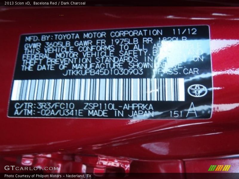 2013 xD  Bacelona Red Color Code 3R3