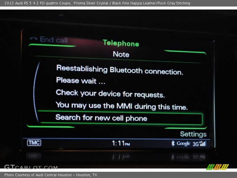 Prisma Silver Crystal / Black Fine Nappa Leather/Rock Gray Stitching 2013 Audi RS 5 4.2 FSI quattro Coupe