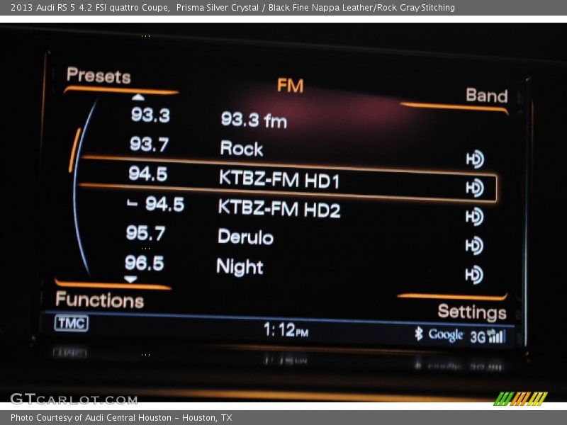 Prisma Silver Crystal / Black Fine Nappa Leather/Rock Gray Stitching 2013 Audi RS 5 4.2 FSI quattro Coupe
