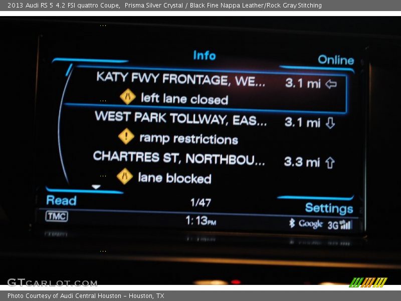 Prisma Silver Crystal / Black Fine Nappa Leather/Rock Gray Stitching 2013 Audi RS 5 4.2 FSI quattro Coupe
