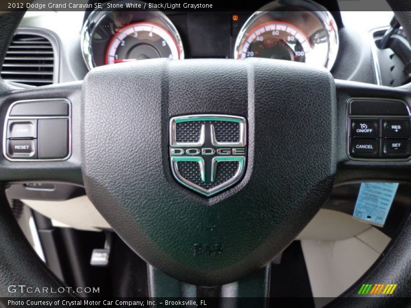Stone White / Black/Light Graystone 2012 Dodge Grand Caravan SE