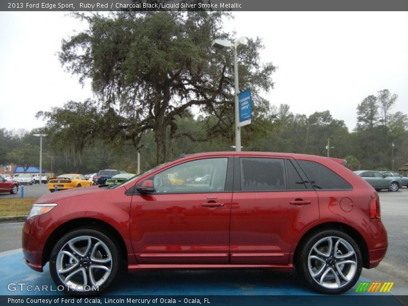 Ruby Red / Charcoal Black/Liquid Silver Smoke Metallic 2013 Ford Edge Sport