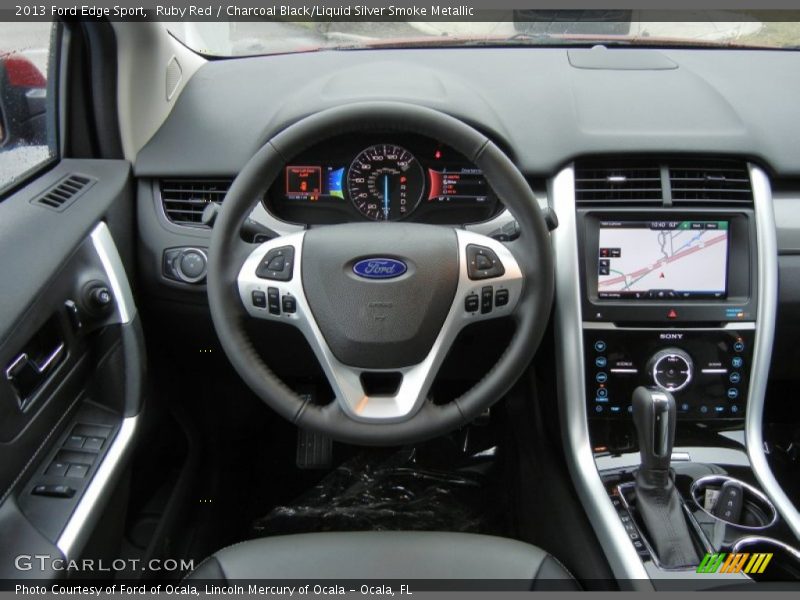 Ruby Red / Charcoal Black/Liquid Silver Smoke Metallic 2013 Ford Edge Sport