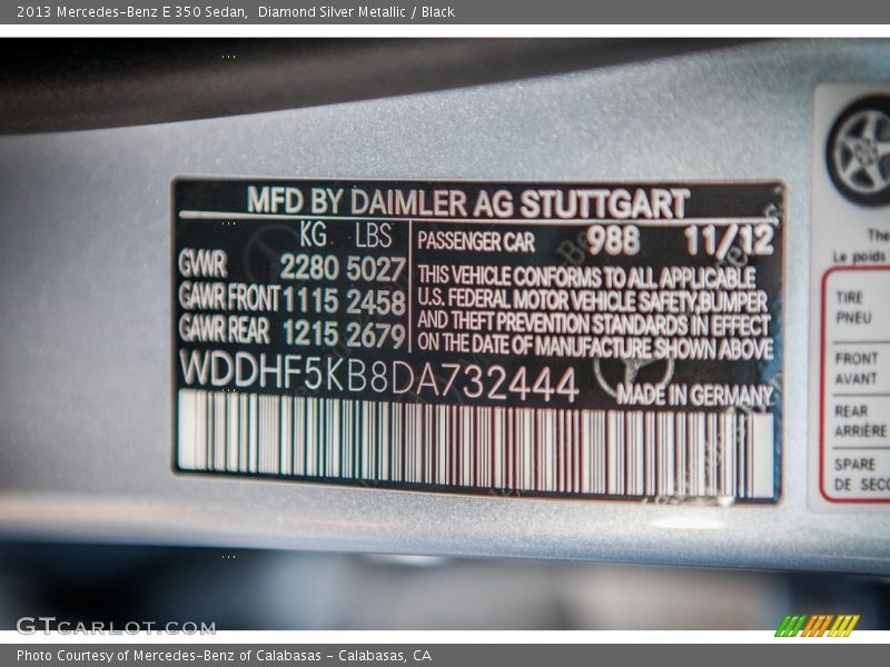 Diamond Silver Metallic / Black 2013 Mercedes-Benz E 350 Sedan