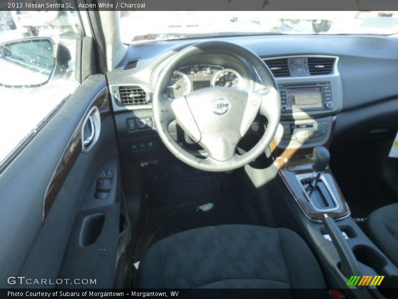 Aspen White / Charcoal 2013 Nissan Sentra SL
