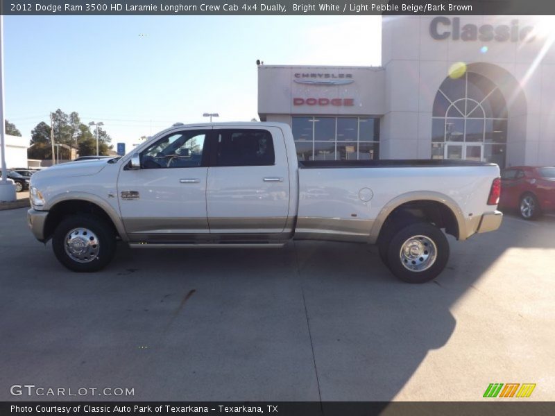 Bright White / Light Pebble Beige/Bark Brown 2012 Dodge Ram 3500 HD Laramie Longhorn Crew Cab 4x4 Dually