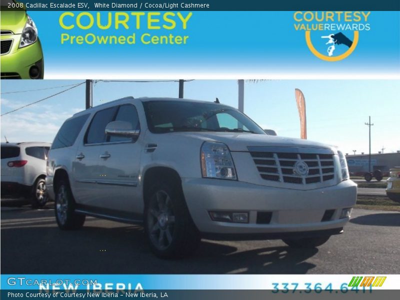 White Diamond / Cocoa/Light Cashmere 2008 Cadillac Escalade ESV