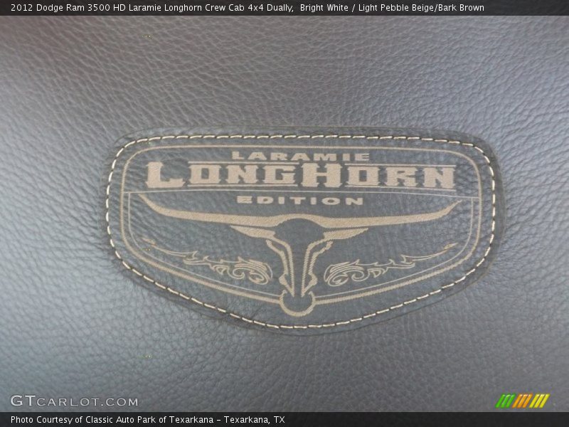 Bright White / Light Pebble Beige/Bark Brown 2012 Dodge Ram 3500 HD Laramie Longhorn Crew Cab 4x4 Dually