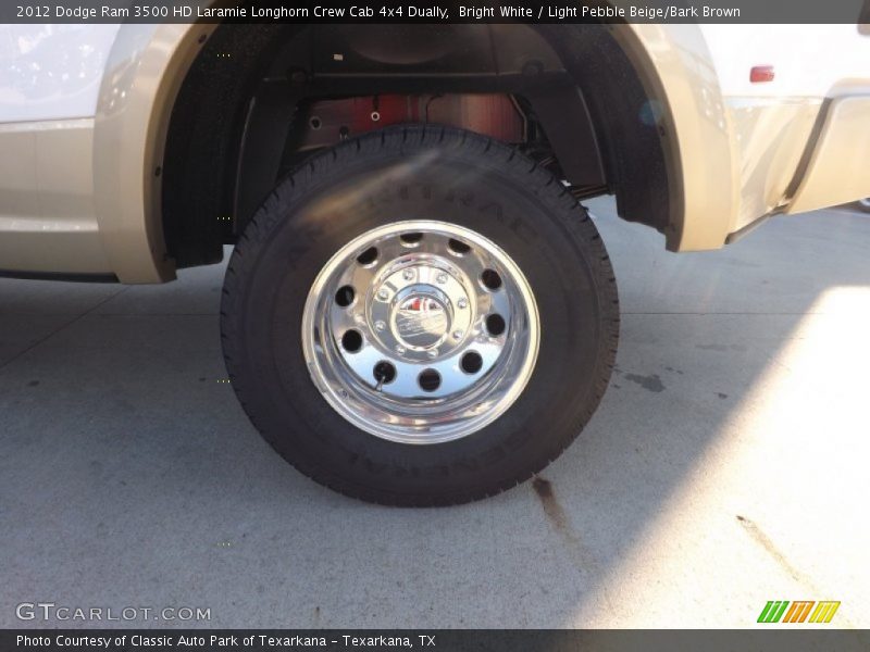 Bright White / Light Pebble Beige/Bark Brown 2012 Dodge Ram 3500 HD Laramie Longhorn Crew Cab 4x4 Dually