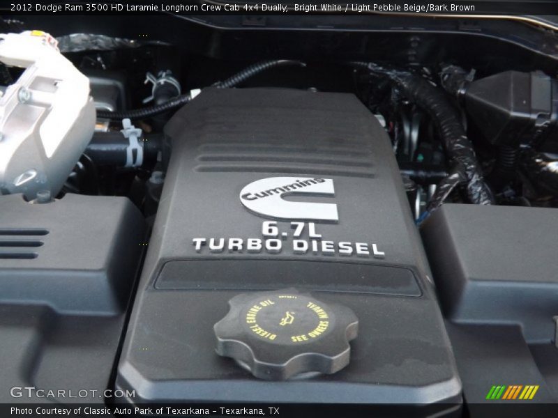Bright White / Light Pebble Beige/Bark Brown 2012 Dodge Ram 3500 HD Laramie Longhorn Crew Cab 4x4 Dually