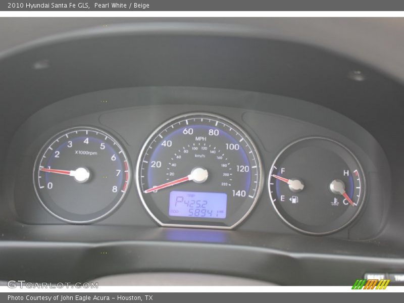 Pearl White / Beige 2010 Hyundai Santa Fe GLS