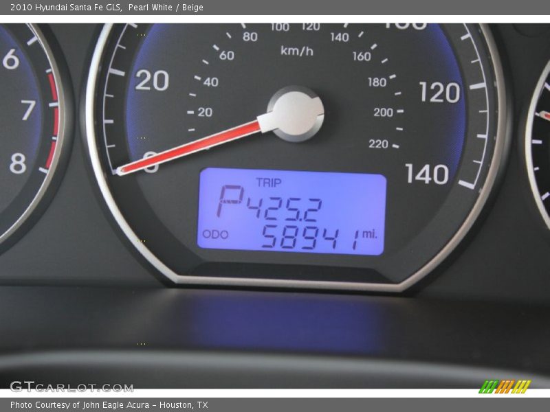 Pearl White / Beige 2010 Hyundai Santa Fe GLS