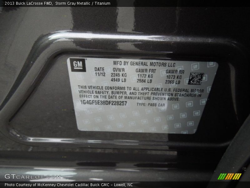 Storm Gray Metallic / Titanium 2013 Buick LaCrosse FWD
