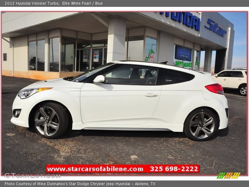 Elite White Pearl / Blue 2013 Hyundai Veloster Turbo