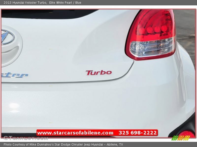 Elite White Pearl / Blue 2013 Hyundai Veloster Turbo