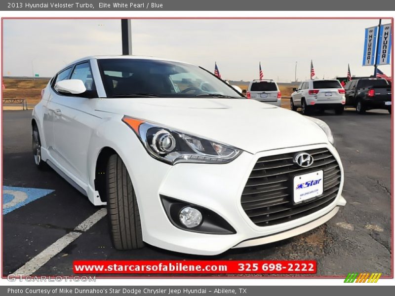 Elite White Pearl / Blue 2013 Hyundai Veloster Turbo