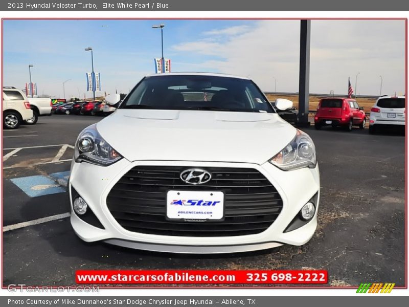 Elite White Pearl / Blue 2013 Hyundai Veloster Turbo