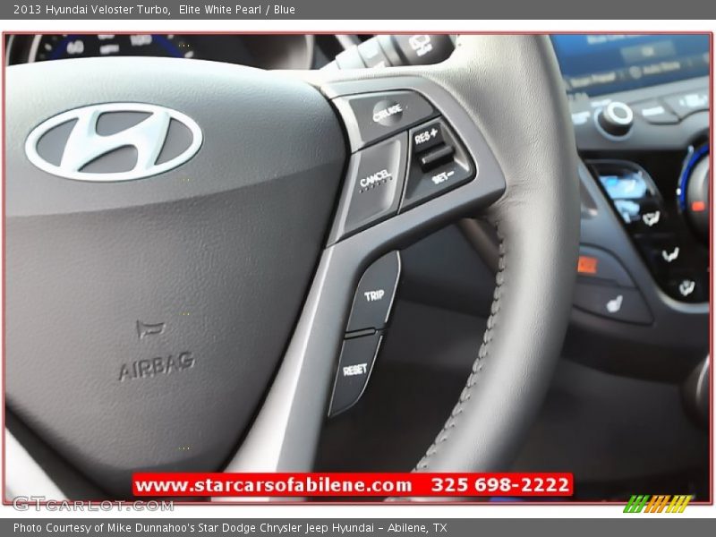 Elite White Pearl / Blue 2013 Hyundai Veloster Turbo