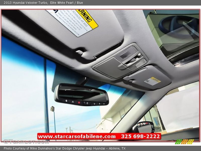 Elite White Pearl / Blue 2013 Hyundai Veloster Turbo