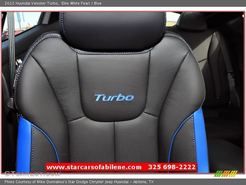 Elite White Pearl / Blue 2013 Hyundai Veloster Turbo