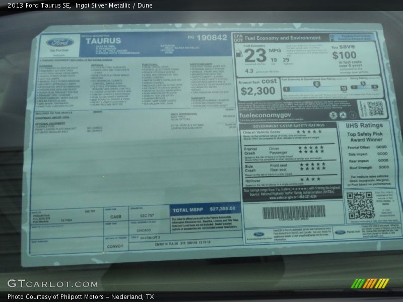  2013 Taurus SE Window Sticker