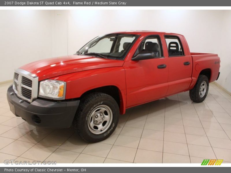 Flame Red / Medium Slate Gray 2007 Dodge Dakota ST Quad Cab 4x4