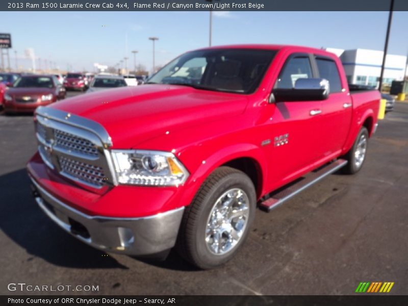 Flame Red / Canyon Brown/Light Frost Beige 2013 Ram 1500 Laramie Crew Cab 4x4