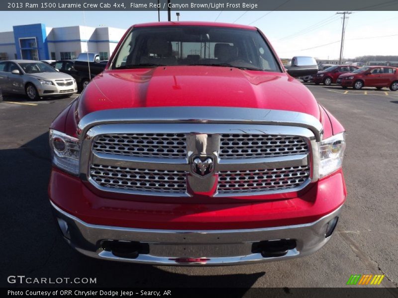 Flame Red / Canyon Brown/Light Frost Beige 2013 Ram 1500 Laramie Crew Cab 4x4