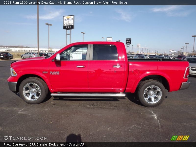 Flame Red / Canyon Brown/Light Frost Beige 2013 Ram 1500 Laramie Crew Cab 4x4