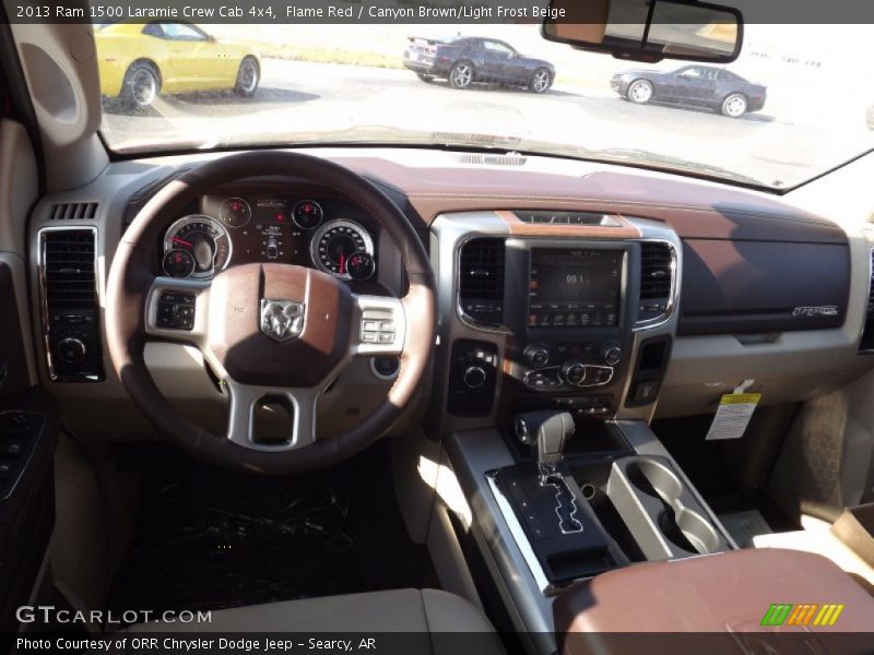 Flame Red / Canyon Brown/Light Frost Beige 2013 Ram 1500 Laramie Crew Cab 4x4