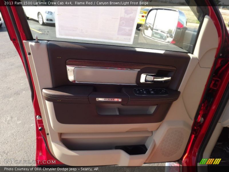 Flame Red / Canyon Brown/Light Frost Beige 2013 Ram 1500 Laramie Crew Cab 4x4