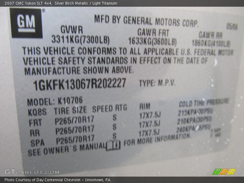 Silver Birch Metallic / Light Titanium 2007 GMC Yukon SLT 4x4