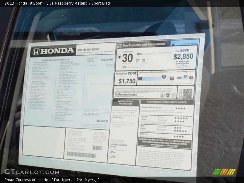  2013 Fit Sport Window Sticker