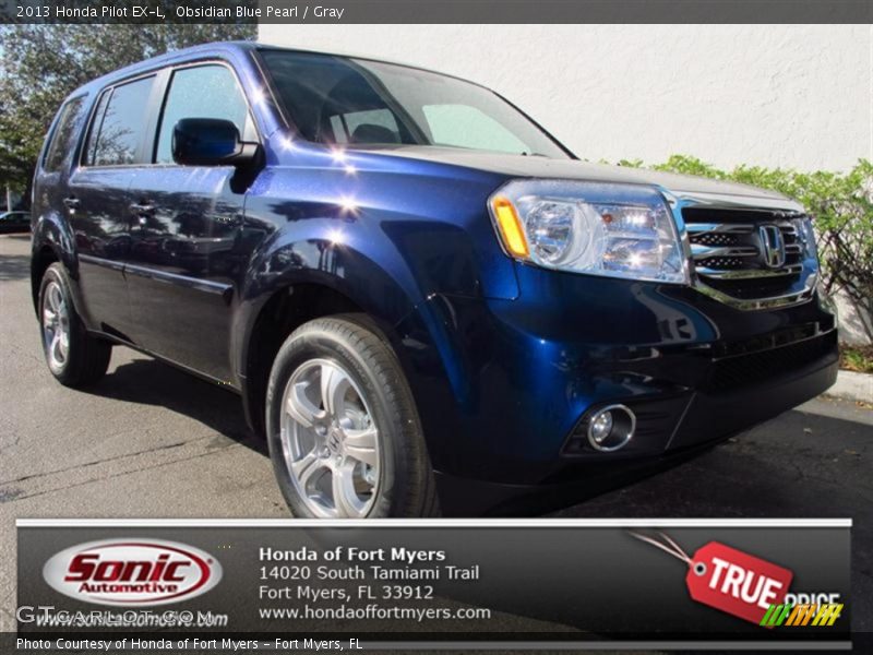 Obsidian Blue Pearl / Gray 2013 Honda Pilot EX-L