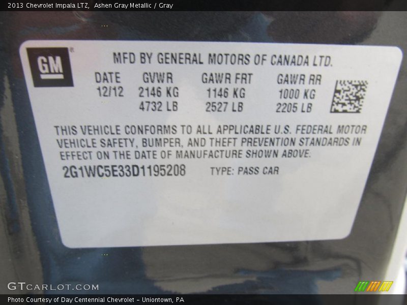 Ashen Gray Metallic / Gray 2013 Chevrolet Impala LTZ