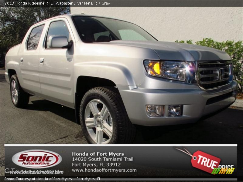 Alabaster Silver Metallic / Gray 2013 Honda Ridgeline RTL