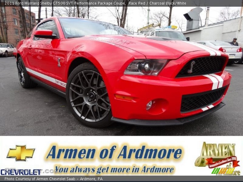 Race Red / Charcoal Black/White 2011 Ford Mustang Shelby GT500 SVT Performance Package Coupe