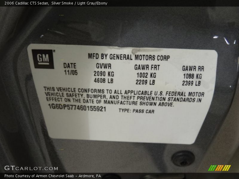 Silver Smoke / Light Gray/Ebony 2006 Cadillac CTS Sedan