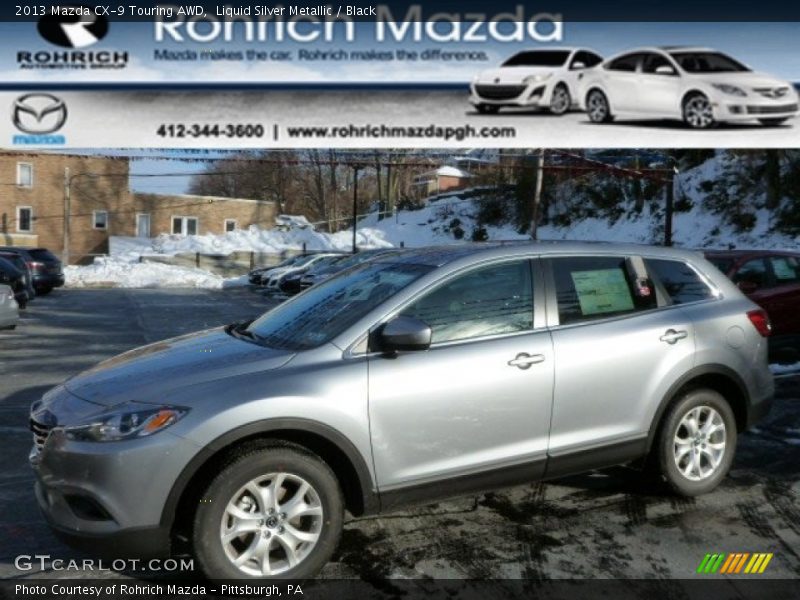 Liquid Silver Metallic / Black 2013 Mazda CX-9 Touring AWD