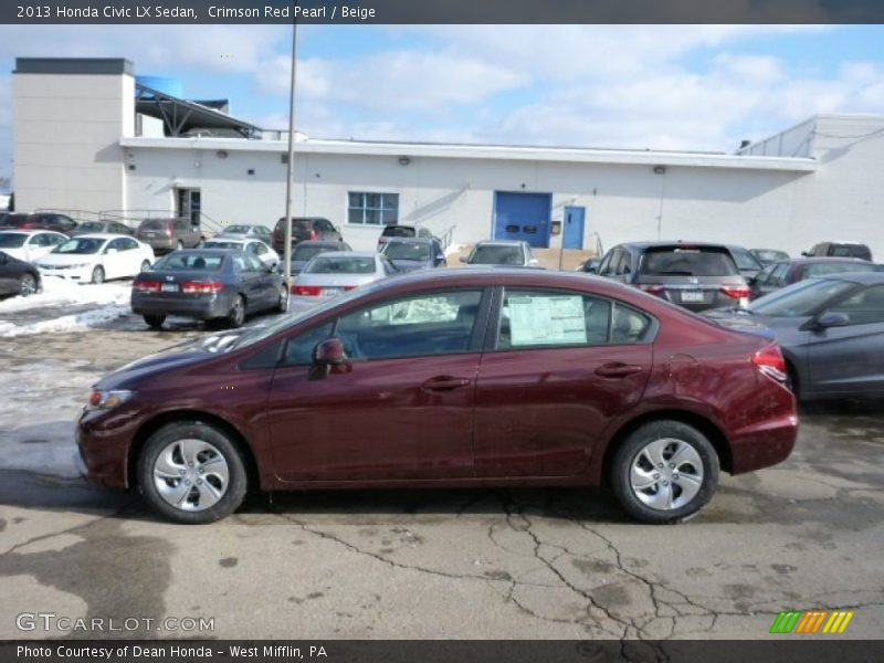 Crimson Red Pearl / Beige 2013 Honda Civic LX Sedan