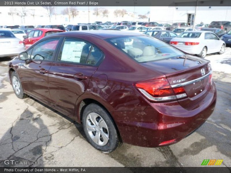 Crimson Red Pearl / Beige 2013 Honda Civic LX Sedan