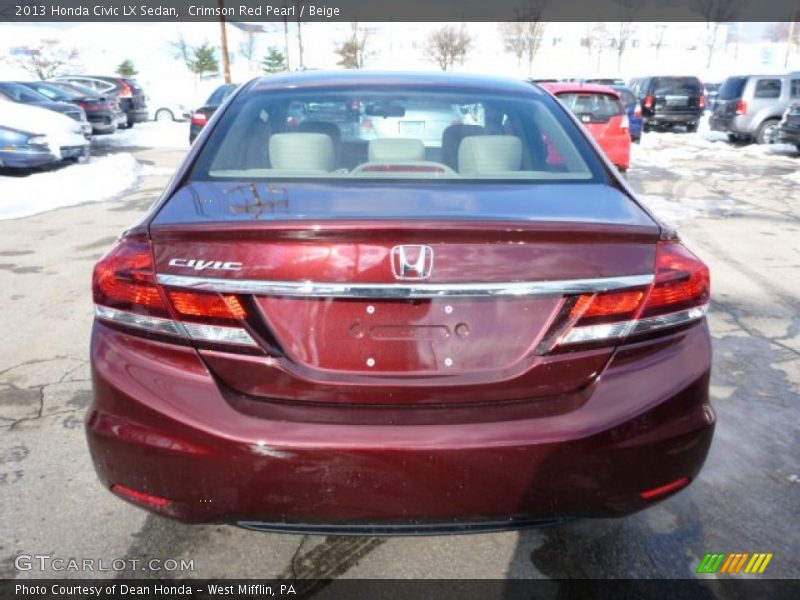 Crimson Red Pearl / Beige 2013 Honda Civic LX Sedan